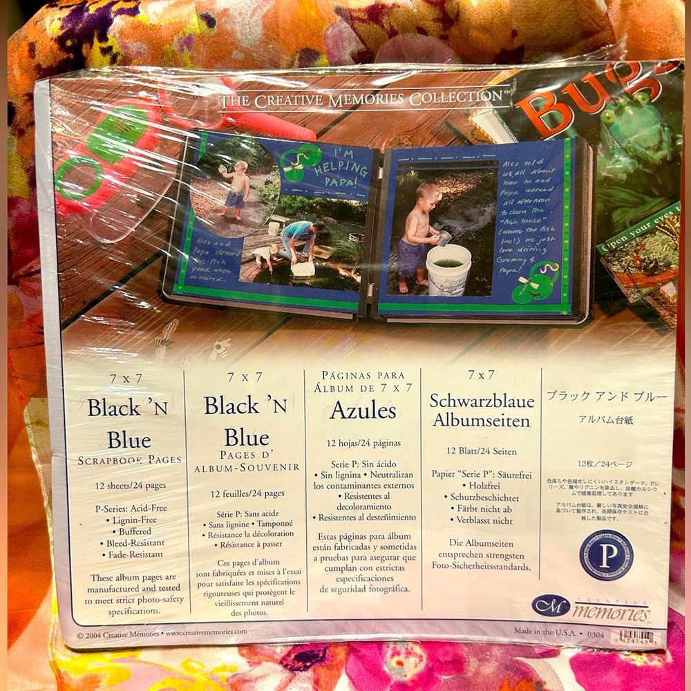 Creative memories 7 x 7 black and blue scrapbooking pages 12 sheets = 24 pages